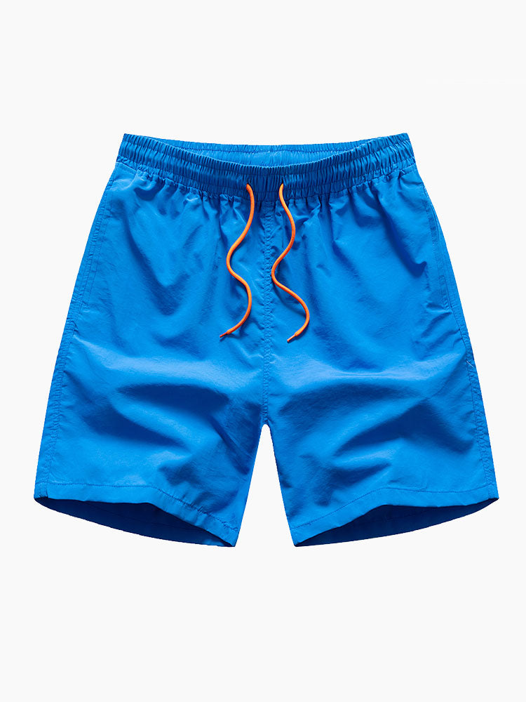 Palm Tree Silhouette Print Cotton T-Shirt & Man Mid Length Drawstring Swim Shorts