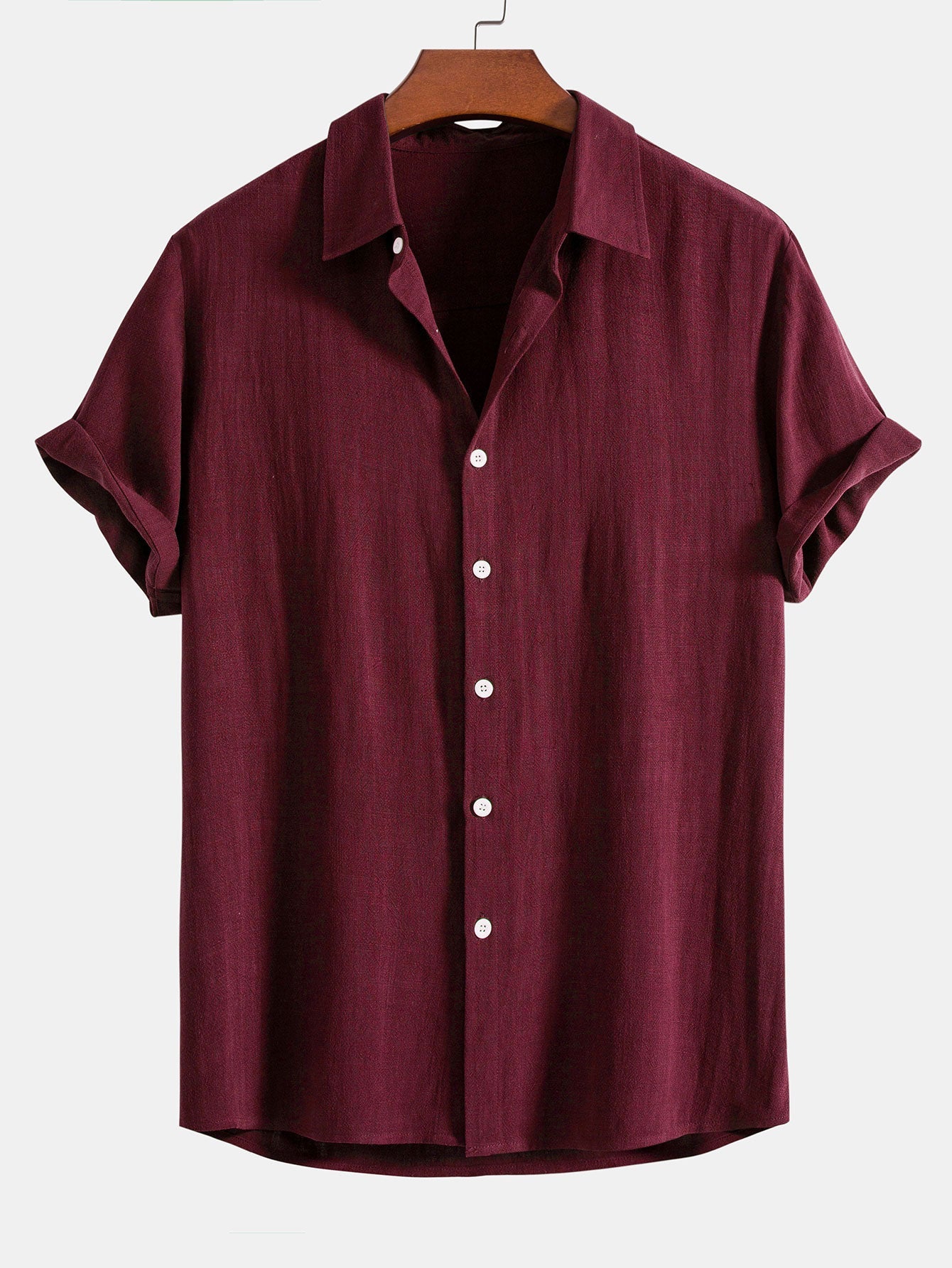 Linen Rayon Blend Button Up Shirt & Straight Leg Linen Pants