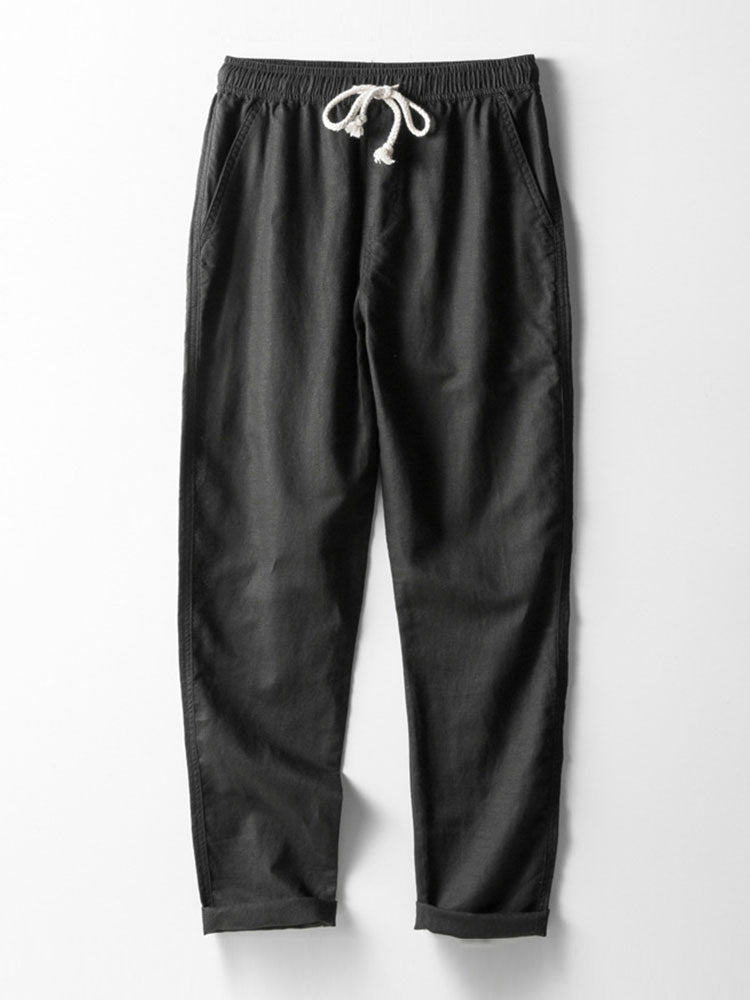 V Neck Linen Rayon Blend Shirt & Straight Leg Linen Pants