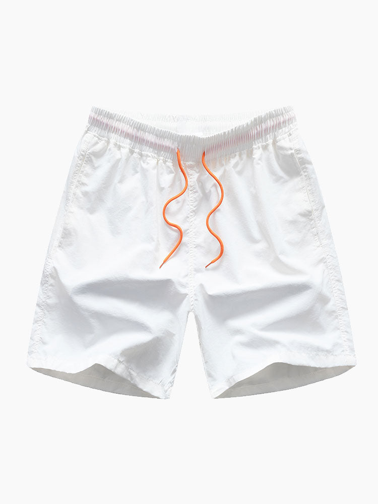 Palm Tree Silhouette Print Cotton T-Shirt & Man Mid Length Drawstring Swim Shorts